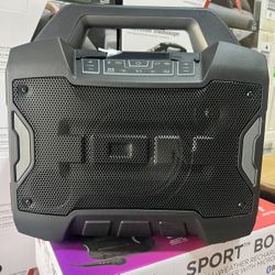 ION Tailgater Boom - Outdoor Portable Bluetooth Speaker with Mic in, FM Radio, USB Port, Battery, IPX5 Water-Resistant,
