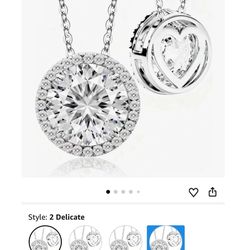 Moissanite Necklace for Women S925 Sterling Silver Jewelry Solitaire Halo Pendant Lab Created Gem for Her Gift for Mothers Day Wedding Anniversary Bir