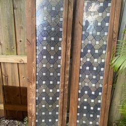 2 Vintage Stained Glass Doors