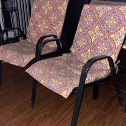 Two Outdoor Patio Chairs With Cushions 