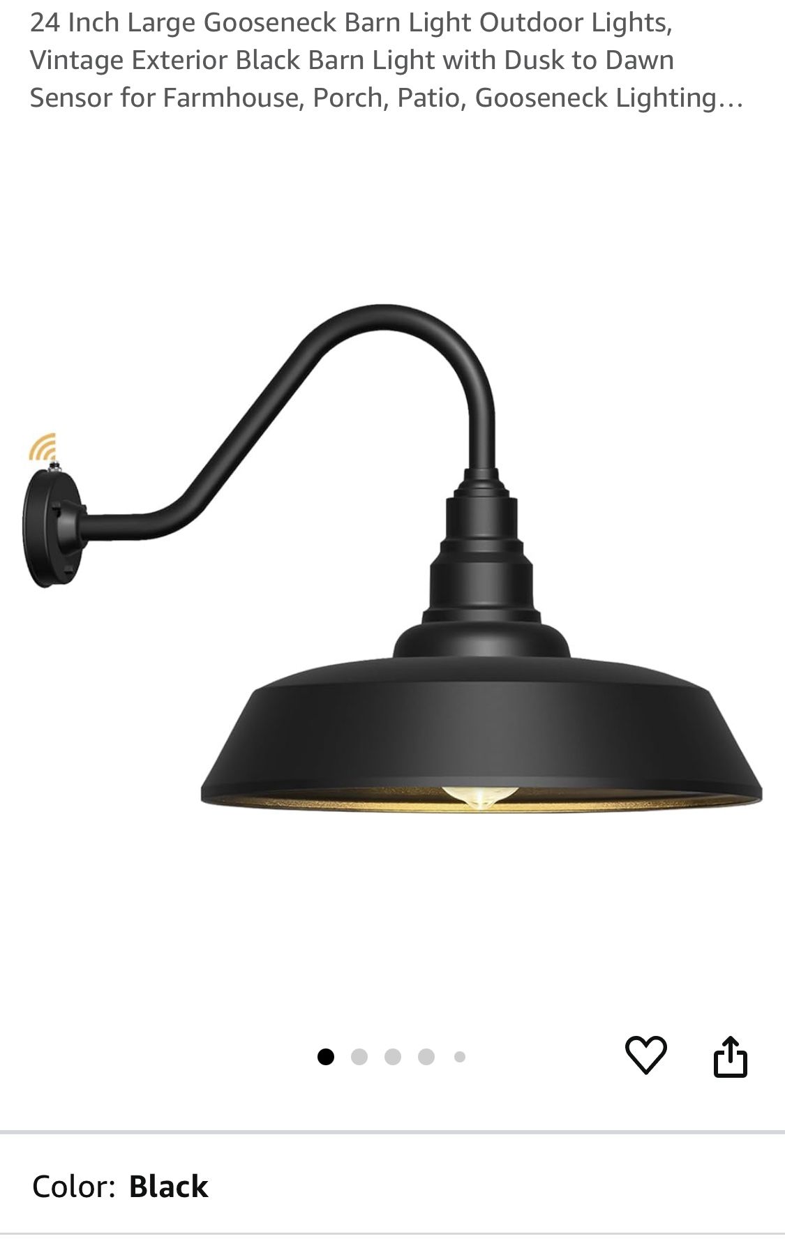 24” Black Gooseneck Barn Light