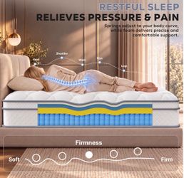 Twin 10 Inch Hybrid Mattress in a Box, Medium Firm Feel, Memory Foam with Individually Pocketed Coils, Zoned Support & Motion Isolation, CertiPUR-US C