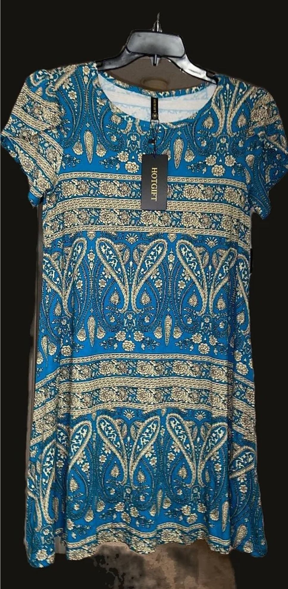 Brand New Size (Medium) Turquoise and Gold Women's Summer Dress