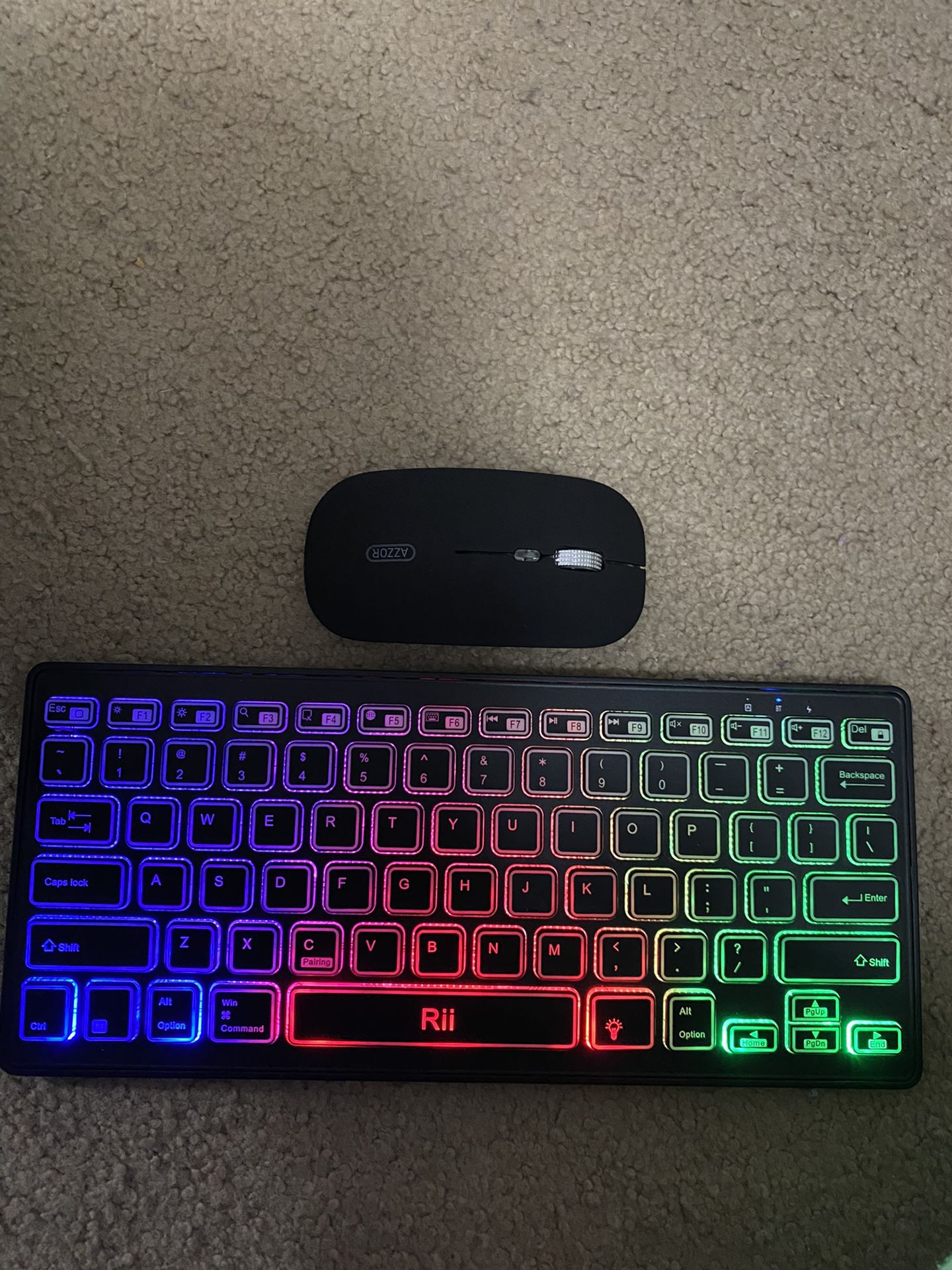 LED Keyboard + BT Wireless Mouse With Adapter 