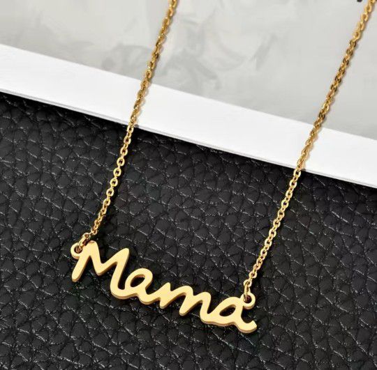 18k gold plated stainless steel MAMA Letter Necklace