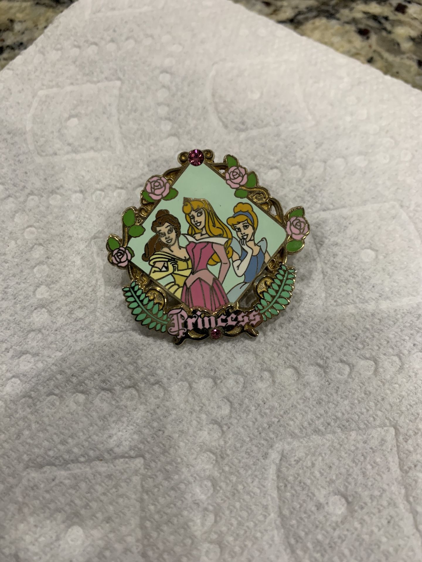 Disney Princess Pin With Belle, Sleeping Beauty, & Cinderella. 2006
