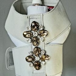 Beige Dog Pet Rhinestone Encrusted Bijoux Elegant Harness