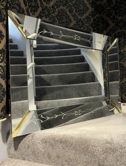 Mid Century Art Deco Venetian Etched Wall Mirror