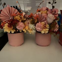 Two Pink Floral (Faux) Arrangements