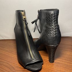 leather high heels boots with zipper - size 10