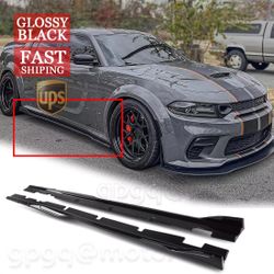 For Dodge Charger SRT Widebody 20-2023 V Style Glossy Black Side Skirt Extension