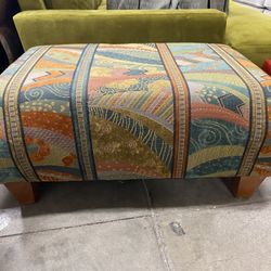 Funky Orange & Green Patterned Ottoman