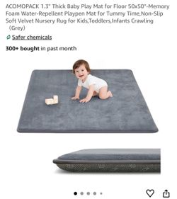 Plush Thick Baby Play Mat Pad 50x50 Grey