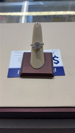 White gold Tone Diamond Cluster Engagement Ring