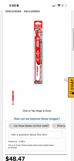 Diablo Steel Demon Carbide-Tipped Metal Cutting Reciprocating Saw Blades,3-Pack, 9in.L, 10 TPI, Model# DS0910CF3