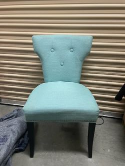 Tufted Teal Accent Chair with Nailhead Trim