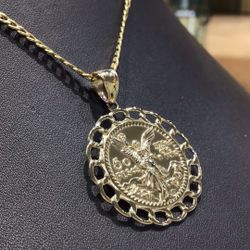 10k Gold 50 Pesos Pendant With Cuban Link Necklace Both Together Deal Available In Stock …