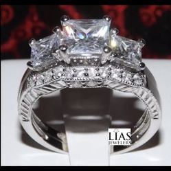New 18k White Gold Wedding Ring Set 
