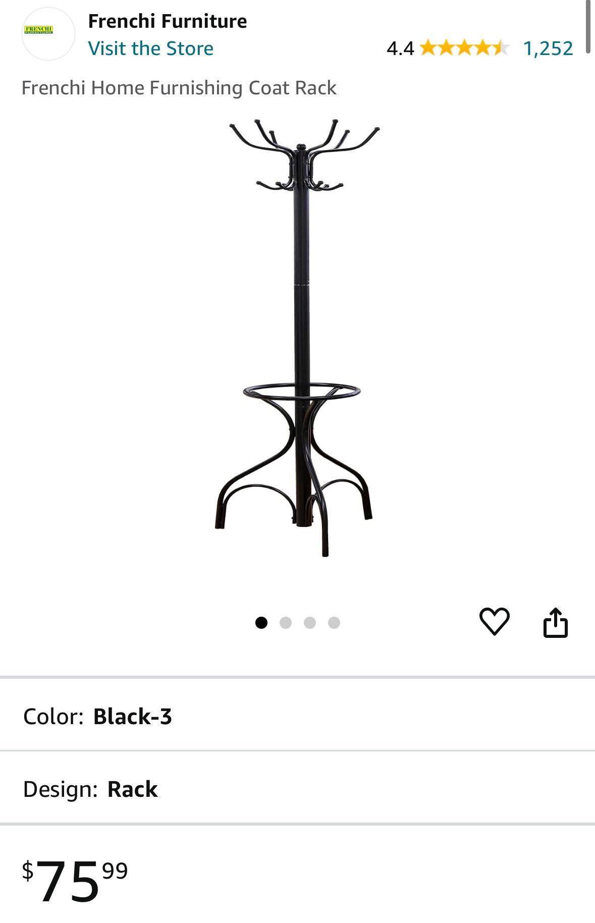Frenchi Home Furnishing Coat Rack (New Out Of Box) 