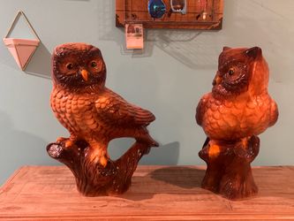 Ceramic Owl Figurines Set of Two