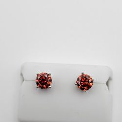Ruby Red Moissanite Stud Earrings – 2.00 CTW – 925 Silver – $60