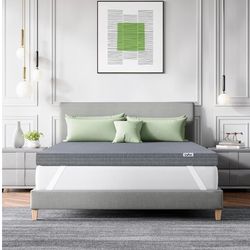 🛏️ UniPon Queen Mattress Topper 2” Firm – Charcoal Infused Memory Foam – NEW