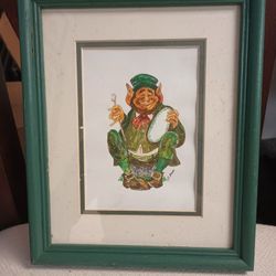 Whimsical Irish Art-Leprechaun With A Bodhran