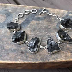 Shungite Bracelet, Sterling Silver 