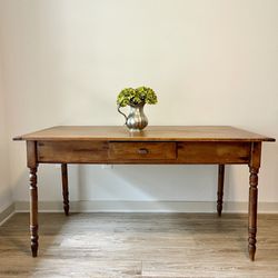 ANTIQUE OAK FRENCH COUNTRY DINING TABLE ( 57.5W x 31.5D x 29.5H )