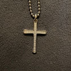 Stainless Steel Cubic Zirconia Cross Pendant