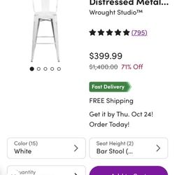 Angelean 24” Distressed metal barstools