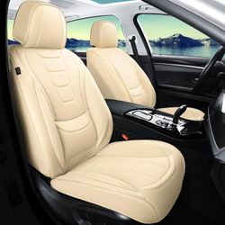 Universal *2 Front* Car Seat Covers PU Leather Beige