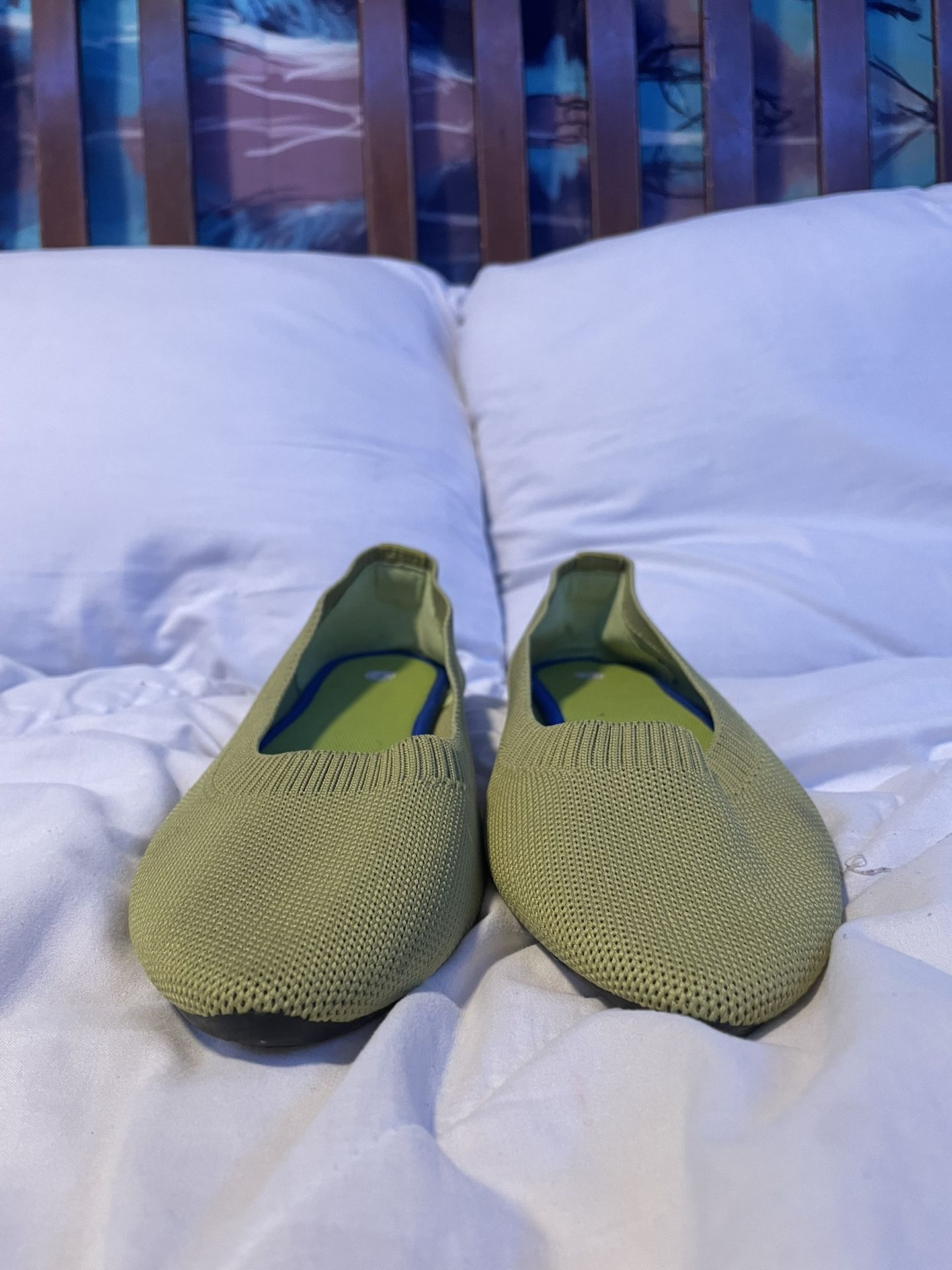 Kids Girls Green Slip On Flats Size 7