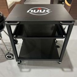 M- New(Minor dents)NUUK Outdoor Grill Prep Table 24"x30" Metal Grill Cart Outside 3-Layer Pizza Oven Table Movable with Universal Wheels for BBQ 