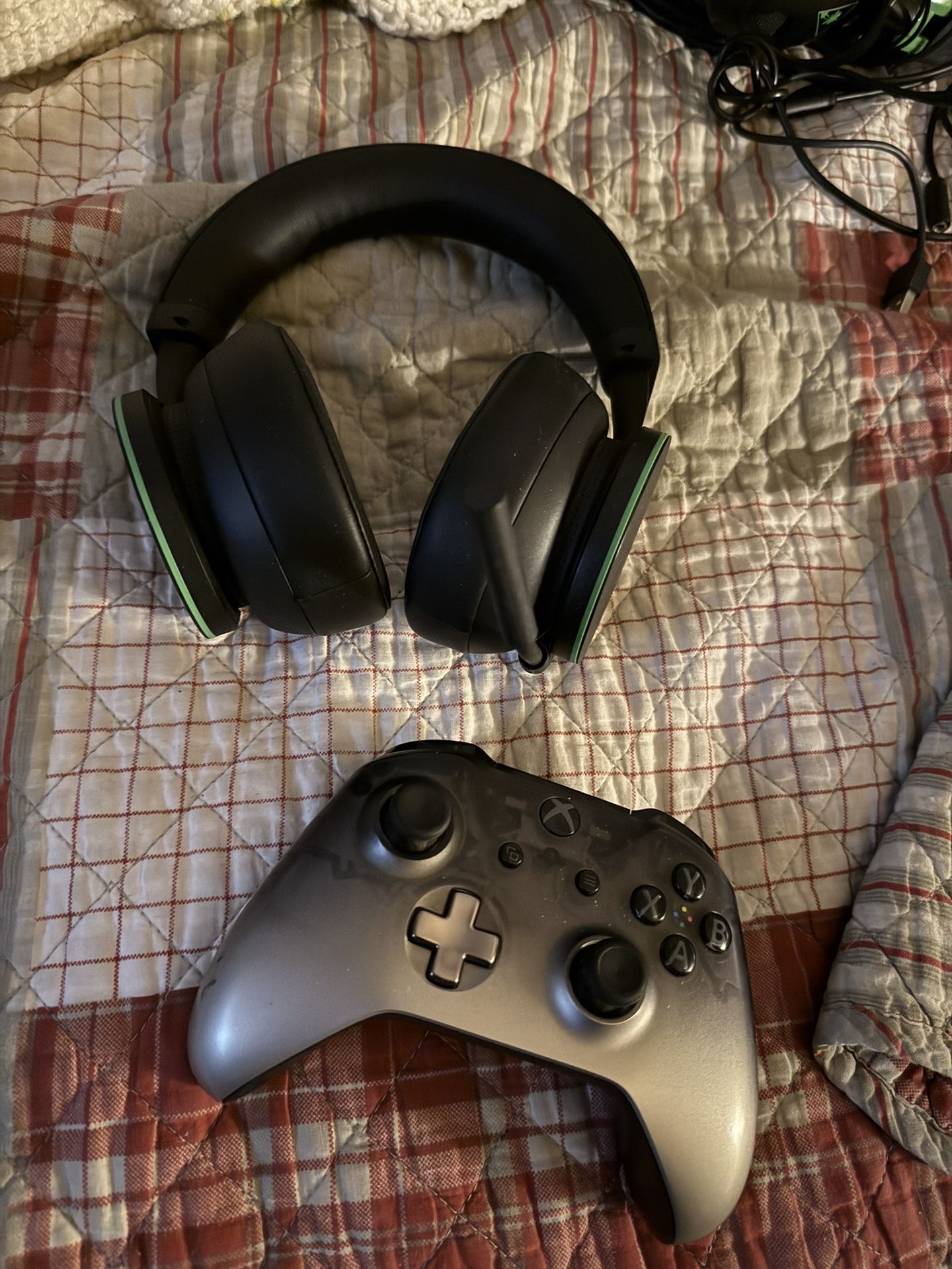 Xbox controller and Xbox Bluetooth gaming headphones