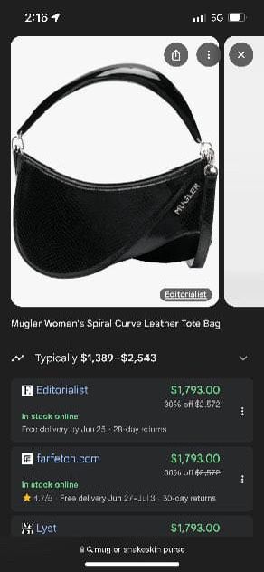 Mugler Purse New