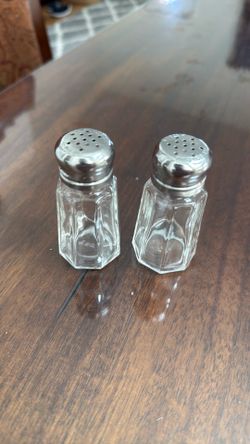 Vintage Glass Salt and Pepper Shakers with Metal Caps