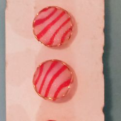 West German Candy Stripe Buttons Gold Trim