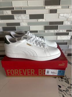 Puma Ace court shoes size 13 white & Dark green