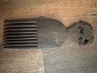 Vintage Hand-Carved African Hardwood Elephant Afro Pick / Hair Comb (Zimbabwe 1998)