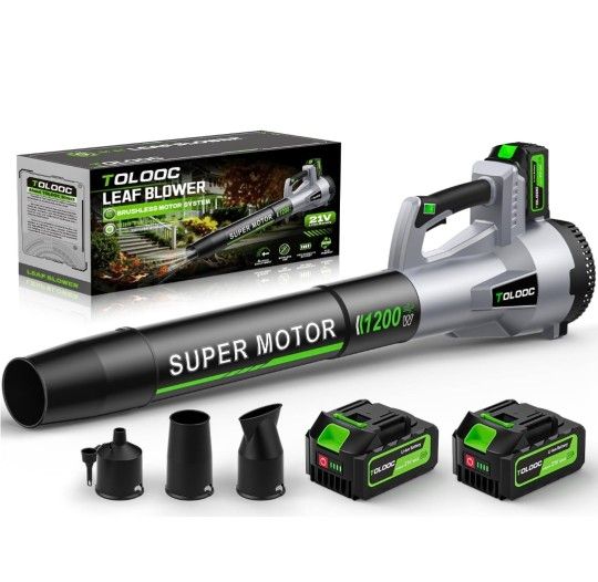 Leaf Blower Cordless, 735 CFM Brushless Electric Blower with 2 X 5.0Ah Battery, 6 Speed Levels