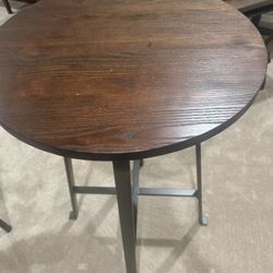 3-Piece Bar Set – Round Table + 2 Wicker Bar Stools with Red Cushions