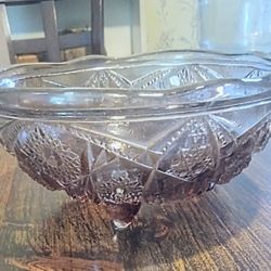 VTG Three Toed Depression Glass Bowl