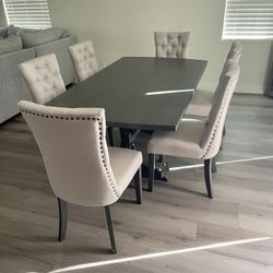 7pc Gray Dining Table Set