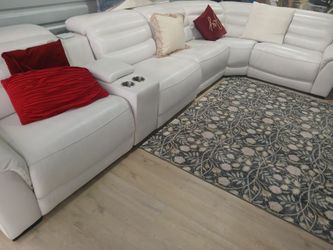 White Leather Sectional Sofa with Cup Holders..✅️🚚DELIVERY SERVICE AVAILABLE ✅️ 🚚