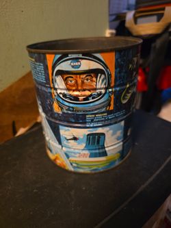 vintage 1969 NASA "Americans in Space" promotional tin coffee can