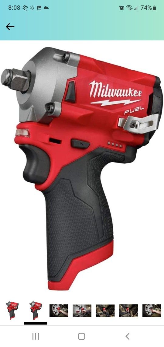 Milwaukee
M12 FUEL 12V Lithium-Ion Brushless Cordless Stubby 1/2 in. Impact Wrench with Pin Detent (Tool-Only. No I Will Not Lower My Price