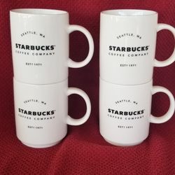 Set Of 4 New  Stackable Starbucks Mugs 