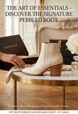 Coach Melody Western Leather Bootie Chalk White Pointed Toe Ankle Boot Size 8.5B