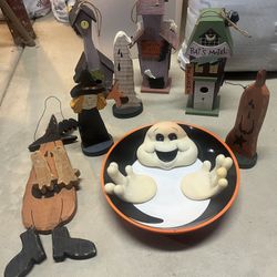 Halloween Decorations and candy Bowl